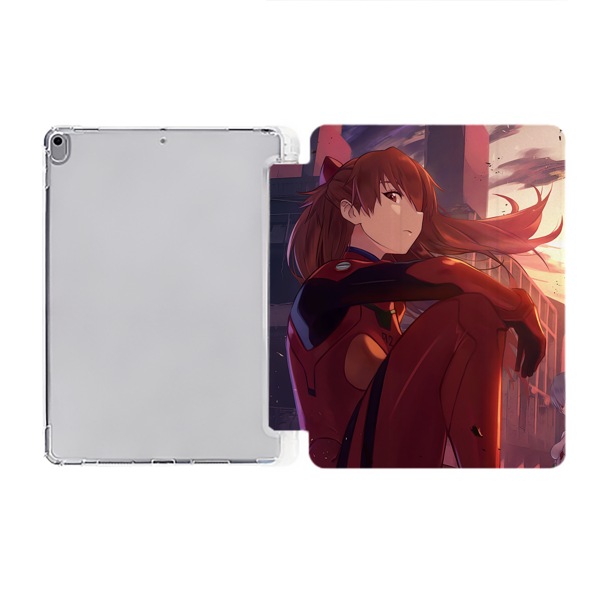 （画像用） EVA 新世紀エヴァンゲリオン IPad ケース ペン収納付き 三つ折りスタンド PUレザー×シリコン 対応機種9.5/10.5/10.9インチ